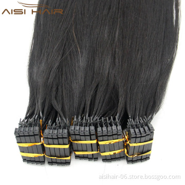 Aisi Hair 2018 New Arrival Unprocessed Double Drawn Cuticle Aligned  Brazilian Hair 6D Pre Bonded Human Hair Extensions